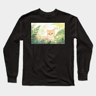 Whimsical Jungle Cat Watercolor Illustration Long Sleeve T-Shirt